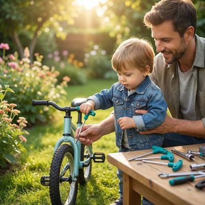 cles btr enfant repare son velo avec papa