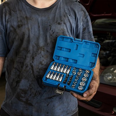 coffret a douilles boitier bleu transportable