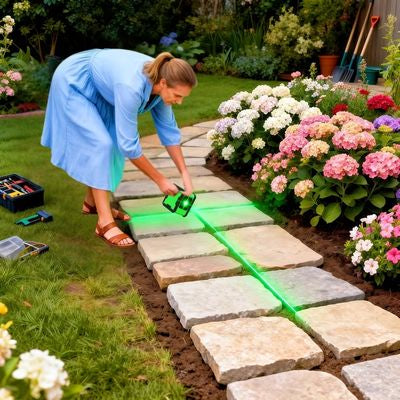 laser vert pour pose paves de jardin