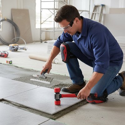 marteau en caoutchouc homme met a niveau des grands carreaux