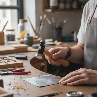 marteau homme travaillant sur un clou