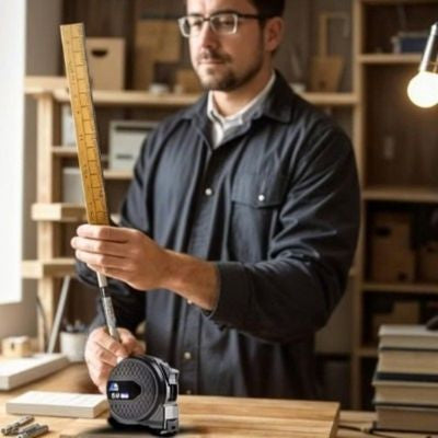 metre ruban homme remplace son ancien metre en bois
